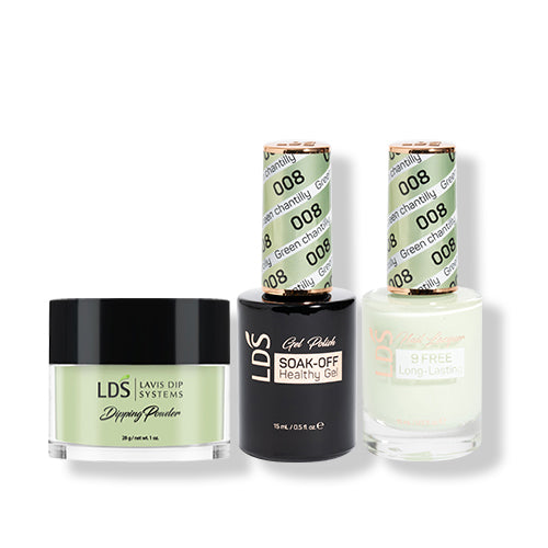 LDS 3 in 1 - 008 Green Chantilly - Dip (1oz), Gel & Lacquer Matching