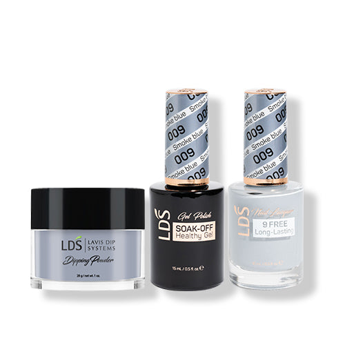 LDS 3 in 1 - 009 Smoke Blue - Dip (1oz), Gel & Lacquer Matching