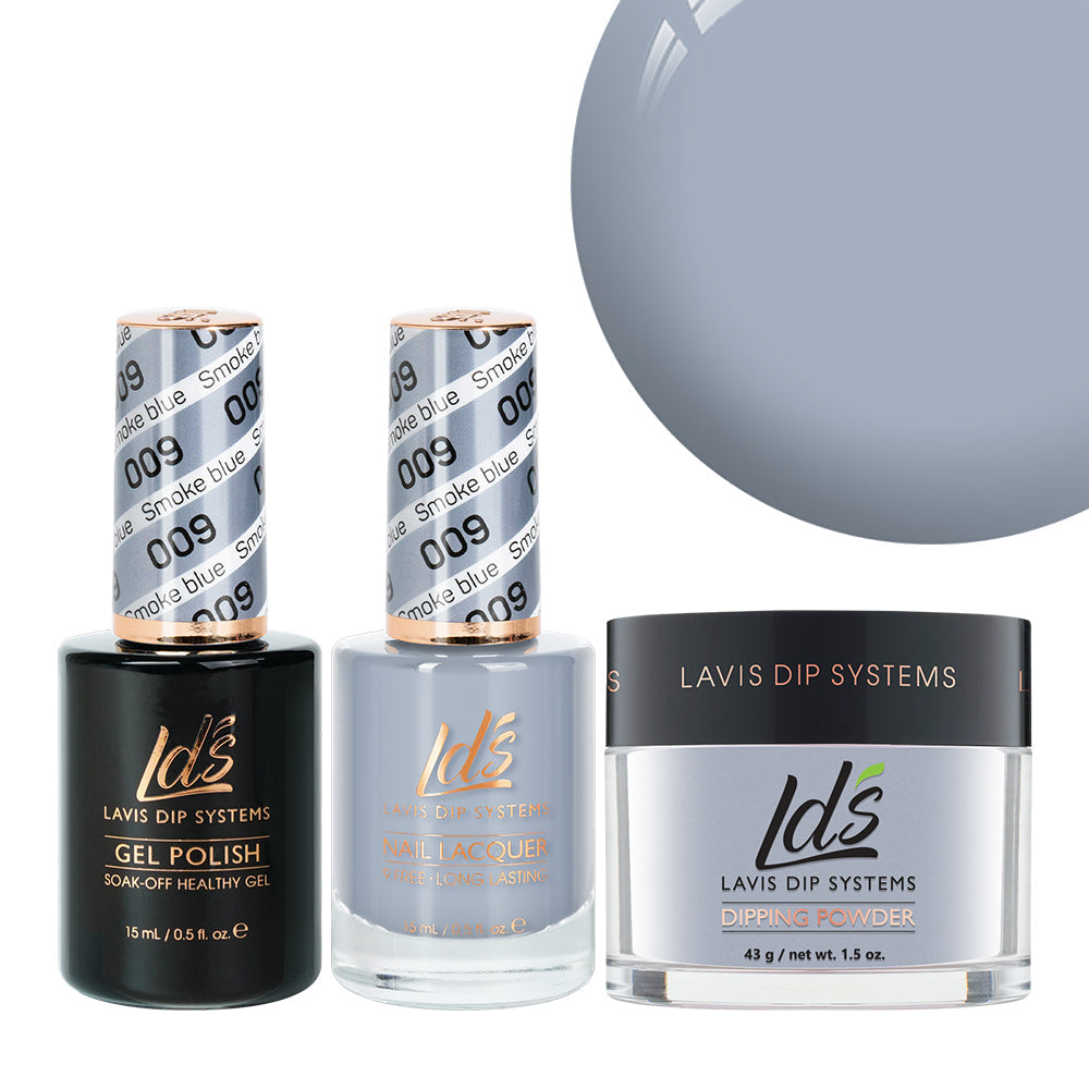 LDS 3 in 1 - 009 Smoke Blue - Dip (1.5oz), Gel & Lacquer Matching