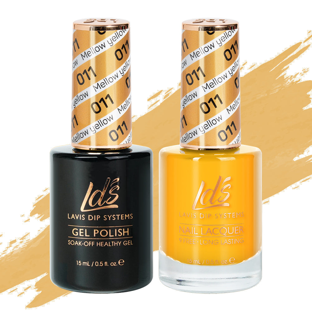 LDS 011 Mellow Yellow - LDS Healthy Gel Polish & Matching Nail Lacquer Duo Set - 0.5oz