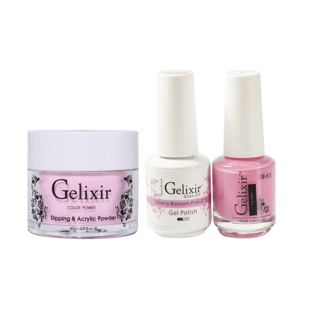 Gelixir 3 in 1 - 015 Cherry Blosson Pink - Acrylic & Dip Powder, Gel & Lacquer