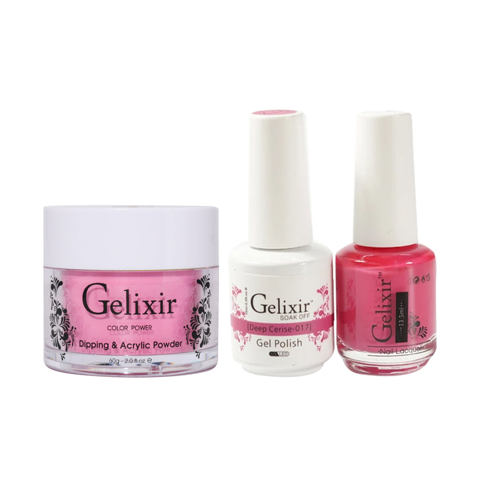 Gelixir 3 in 1 - 017 Deep Cerise - Acrylic & Dip Powder, Gel & Lacquer
