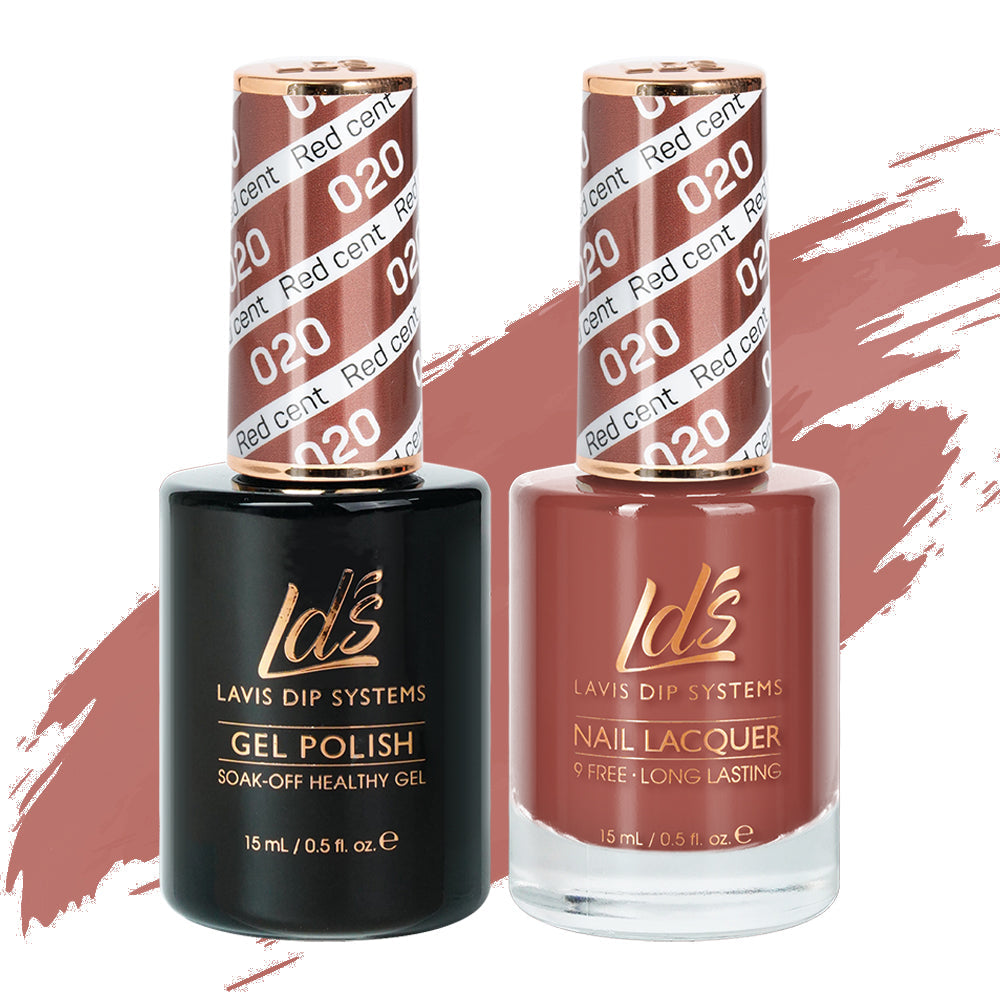 LDS 020 Red Cent - LDS Healthy Gel Polish & Matching Nail Lacquer Duo Set - 0.5oz