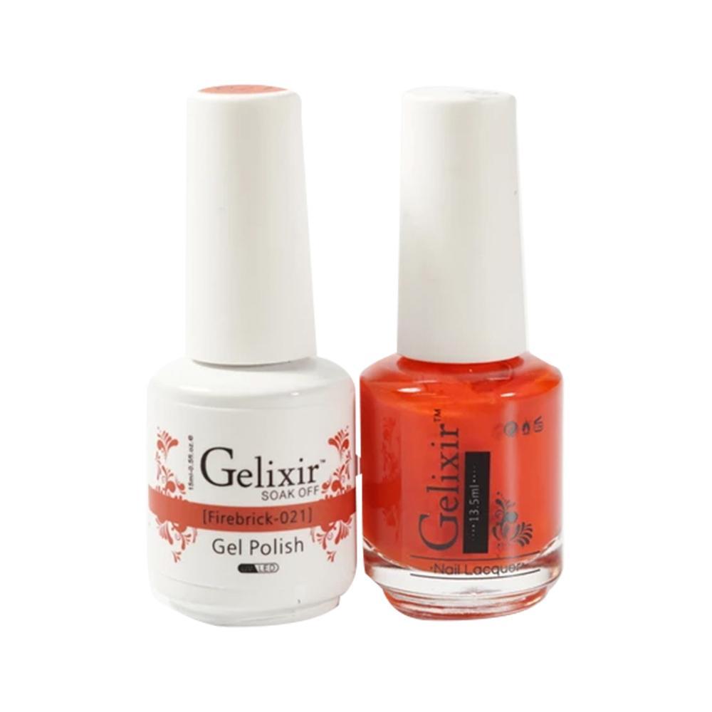  Gelixir Gel Nail Polish Duo - 021 Orange Colors - Firebrick by Gelixir sold by DTK Nail Supply