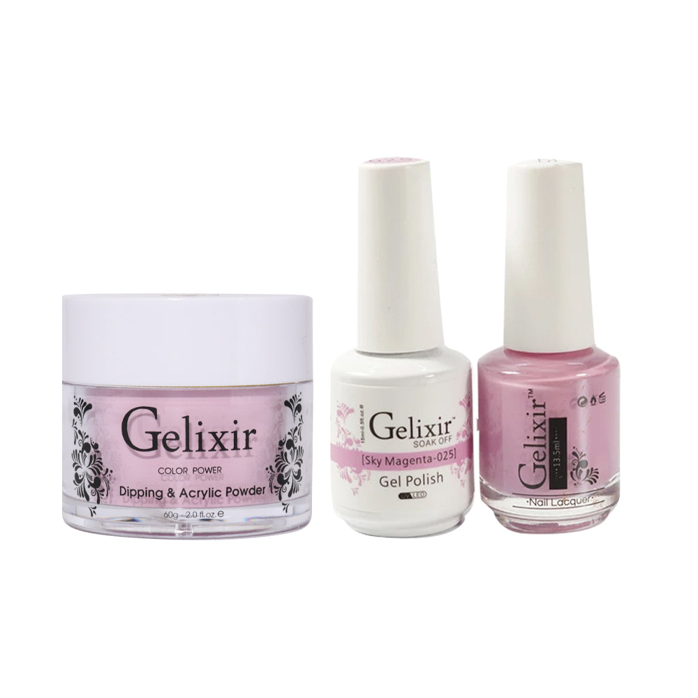 Gelixir 3 in 1 - 025 Sky Magenta - Acrylic & Dip Powder, Gel & Lacquer