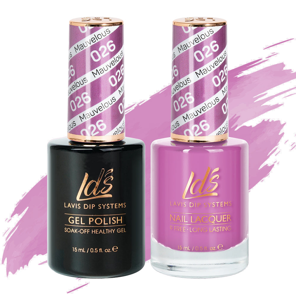 LDS 026 Mauvelous - LDS Healthy Gel Polish & Matching Nail Lacquer Duo Set - 0.5oz