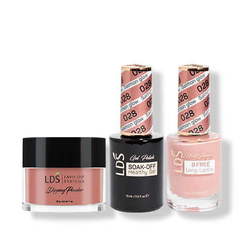 LDS 3 in 1 - 028 Salmon Glow - Dip (1oz), Gel & Lacquer Matching