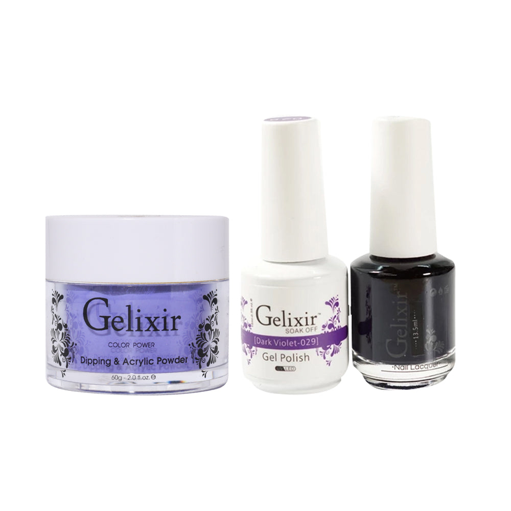 Gelixir 3 in 1 - 029 Dark Violet - Acrylic & Dip Powder, Gel & Lacquer
