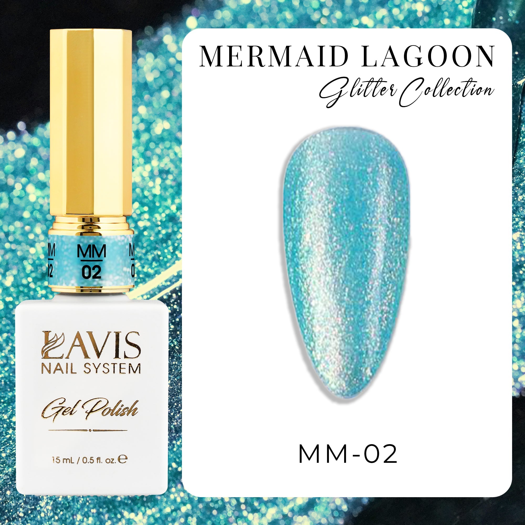 LAVIS MM02 - Gel Polish 0.5oz - Mermaid Lagoon Glitter Collection