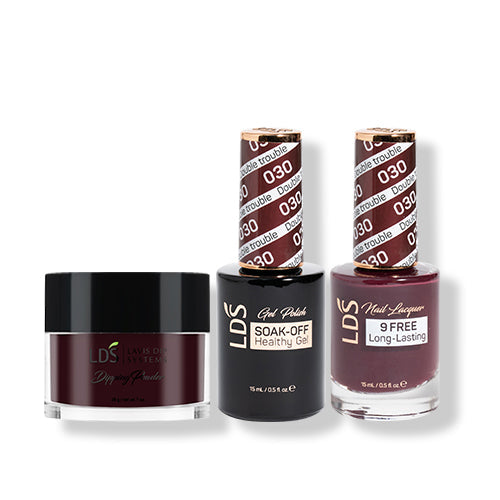 LDS 3 in 1 - 030 Double Trouble - Dip (1oz), Gel & Lacquer Matching