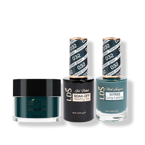 LDS 3 in 1 - 032 Forest-Ever Green - Dip (1oz), Gel & Lacquer Matching