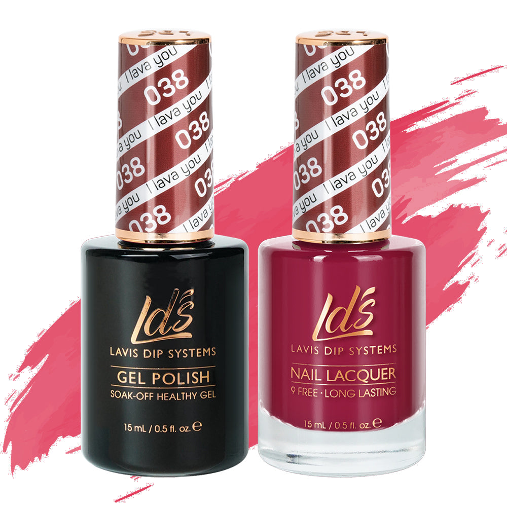 LDS 038 I Lava You - LDS Healthy Gel Polish & Matching Nail Lacquer Duo Set - 0.5oz