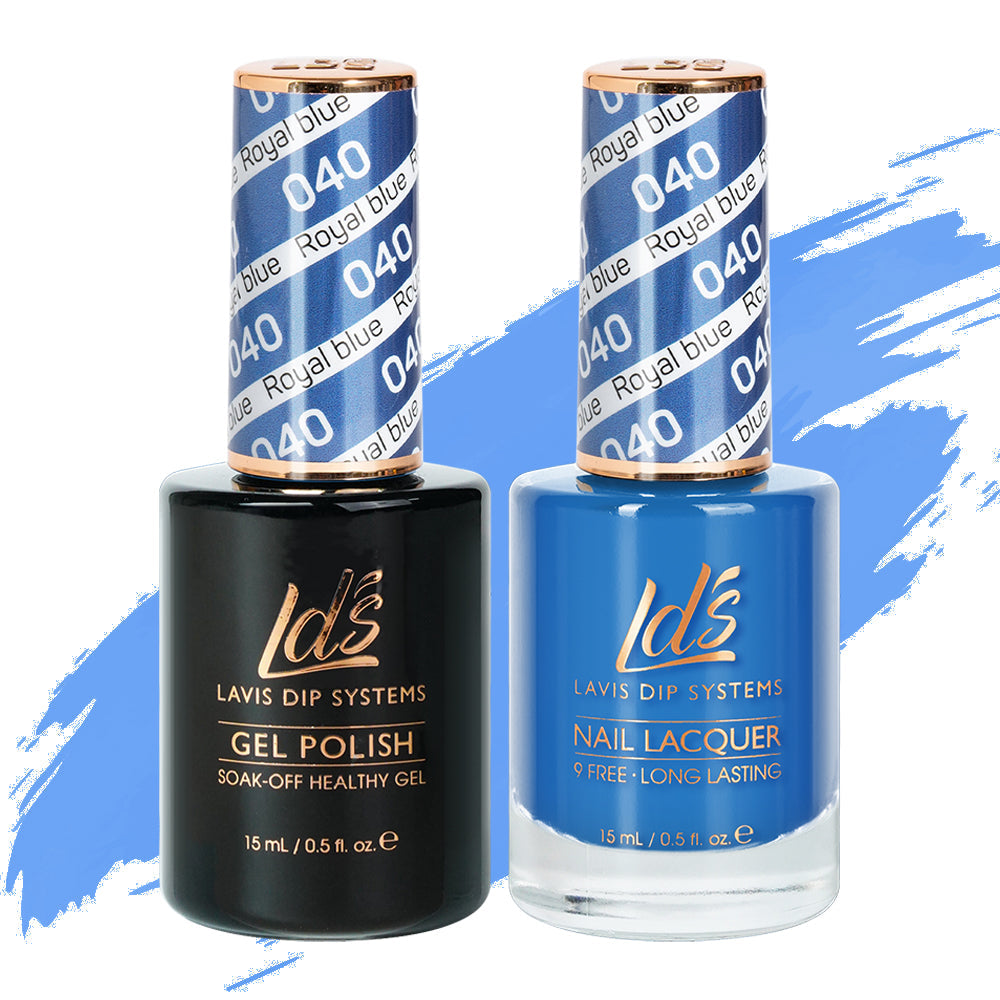 LDS 040 Royal Blue - LDS Healthy Gel Polish & Matching Nail Lacquer Duo Set - 0.5oz