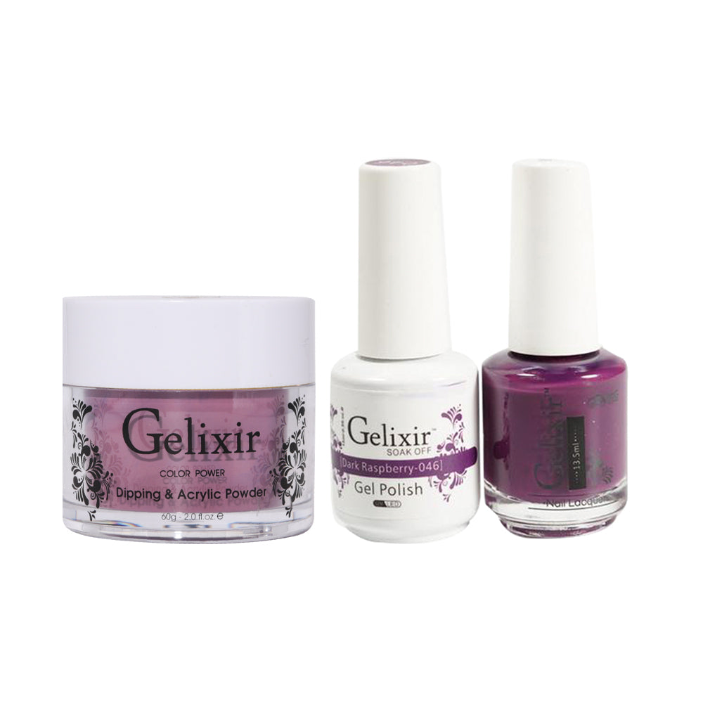Gelixir 3 in 1 - 046 Dark Raspberry - Acrylic & Dip Powder, Gel & Lacquer