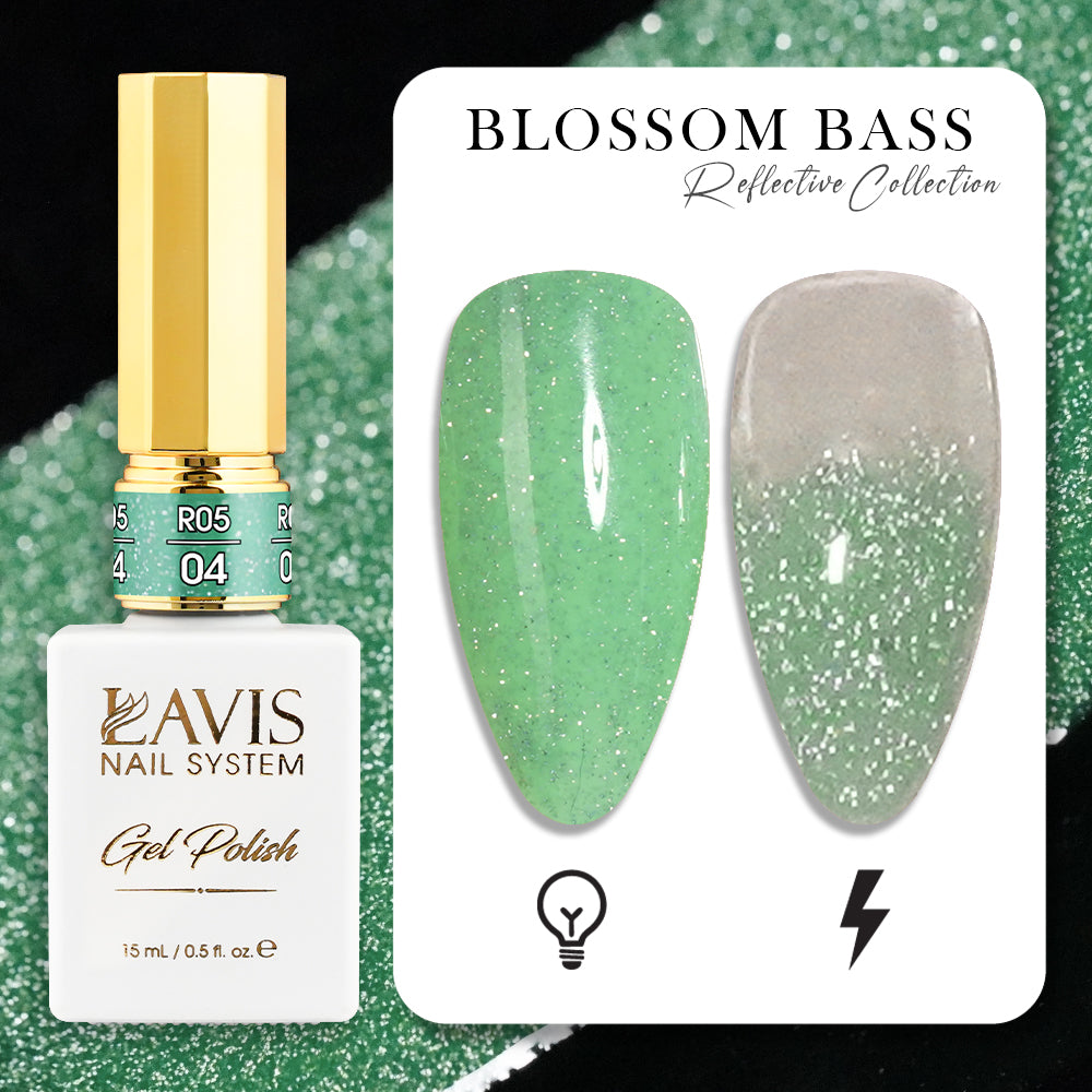 LAVIS Reflective R05 - Set 12 Colors - Gel Polish 0.5 oz - Blossom Bass Reflective Collection