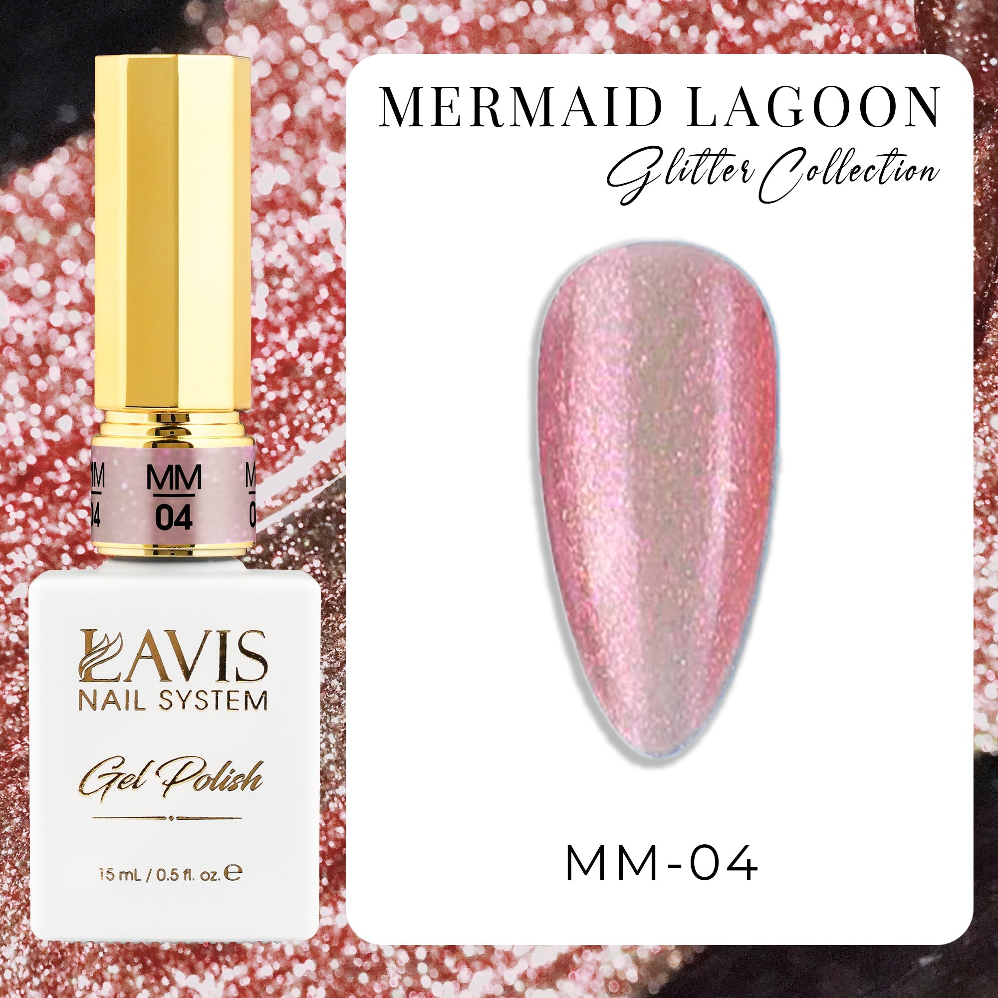 LAVIS MM04 - Gel Polish 0.5oz - Mermaid Lagoon Glitter Collection