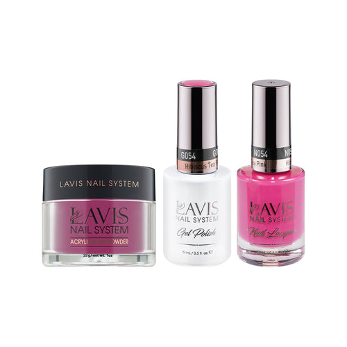 LAVIS 3 in 1 - 054 Hibiscus Tea Pink - Acrylic & Dip Powder (1oz), Gel & Lacquer