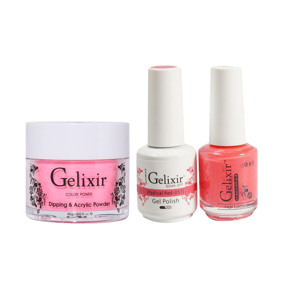 Gelixir 3 in 1 - 057 Radical Red - Acrylic & Dip Powder, Gel & Lacquer