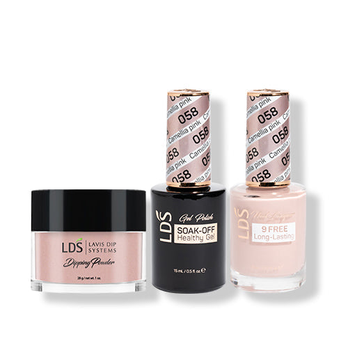 LDS 3 in 1 - 058 Camellia Pink - Dip (1oz), Gel & Lacquer Matching