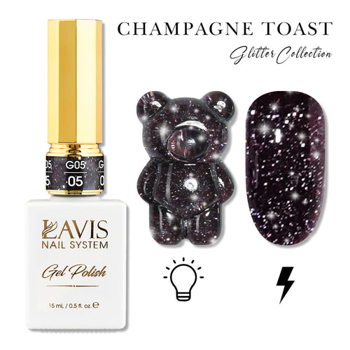 LAVIS Glitter G05 - 05 - Gel Polish 0.5oz - Champagne Toast Glitter Collection