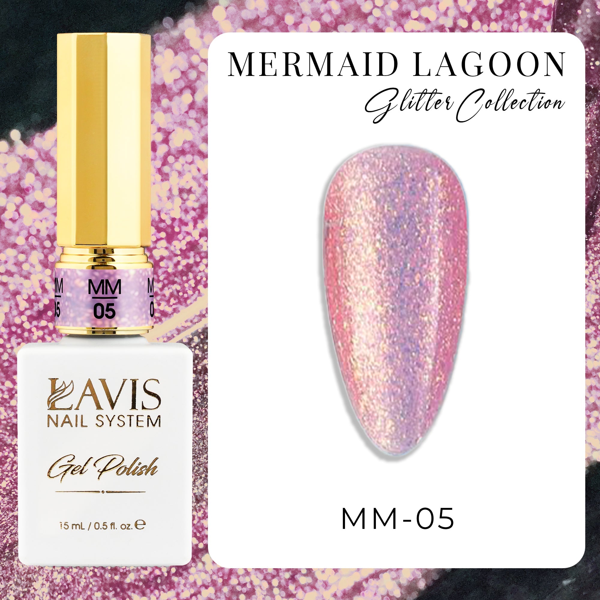 LAVIS MM05 - Gel Polish 0.5oz - Mermaid Lagoon Glitter Collection