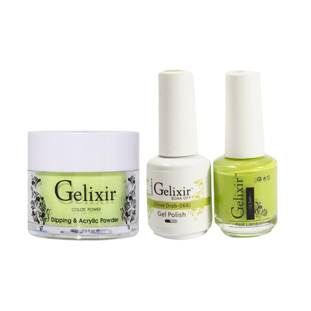 Gelixir 3 in 1 - 068 Olive Drab - Acrylic & Dip Powder, Gel & Lacquer