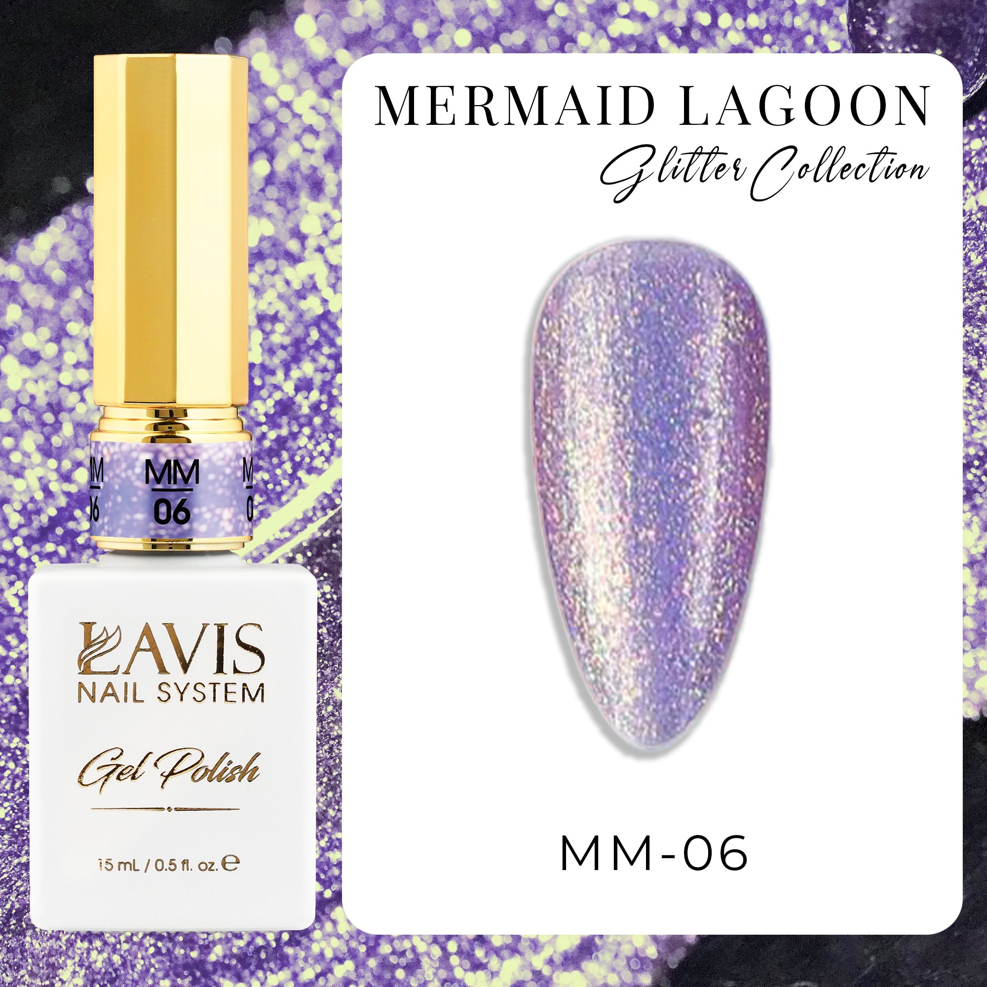 LAVIS MM06 - Gel Polish 0.5oz - Mermaid Lagoon Glitter Collection