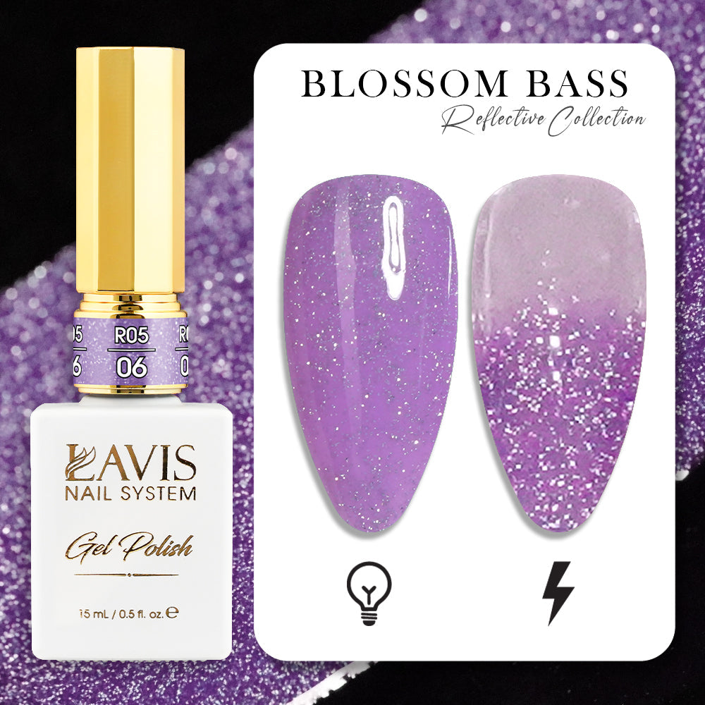 LAVIS Reflective R05 - Set 12 Colors - Gel Polish 0.5 oz - Blossom Bass Reflective Collection