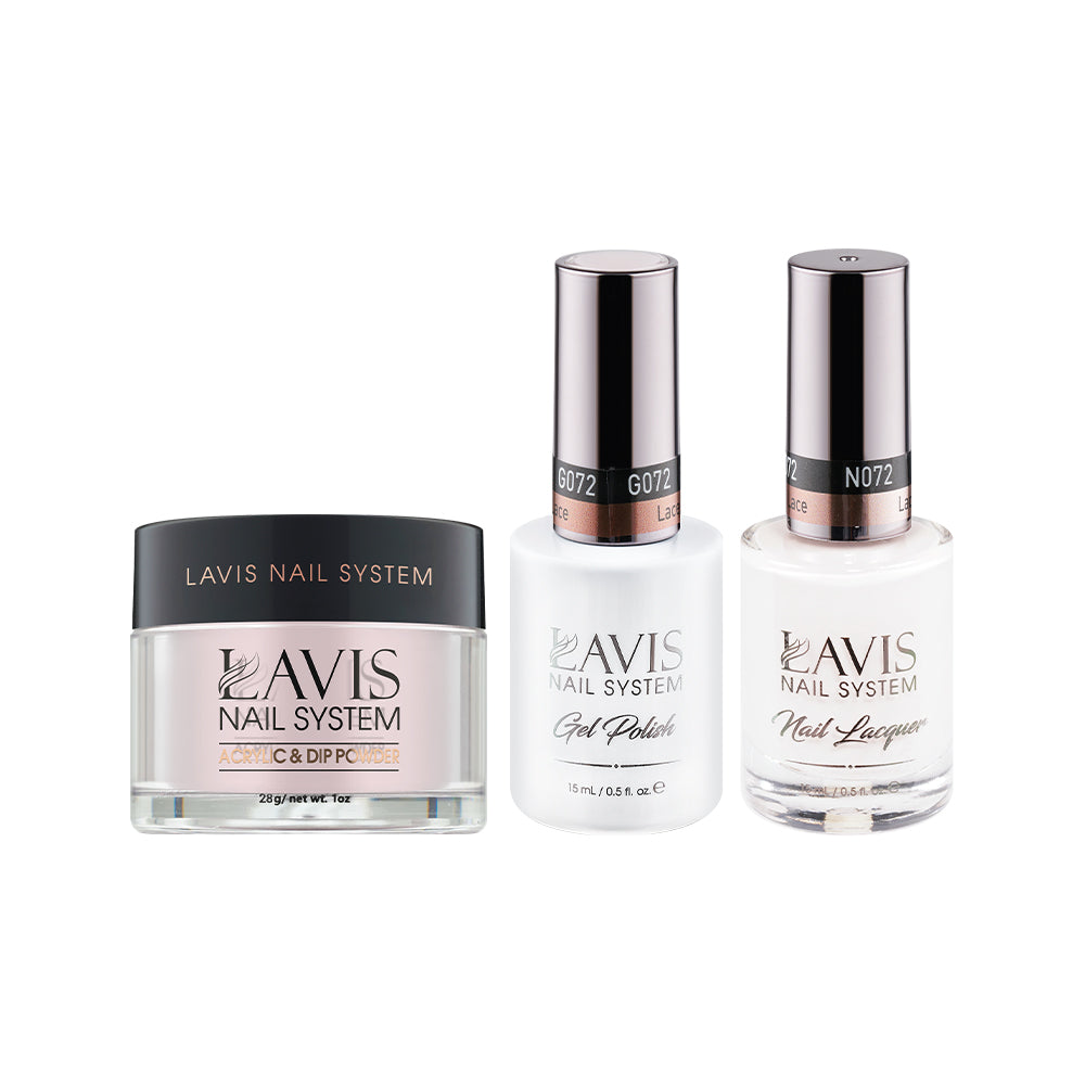 LAVIS 3 in 1 - 072 Lace - Acrylic & Dip Powder (1oz), Gel & Lacquer