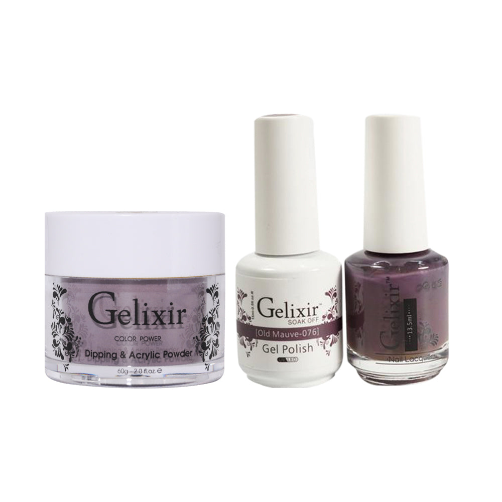 Gelixir 3 in 1 - 076 Old Mauve - Acrylic & Dip Powder, Gel & Lacquer