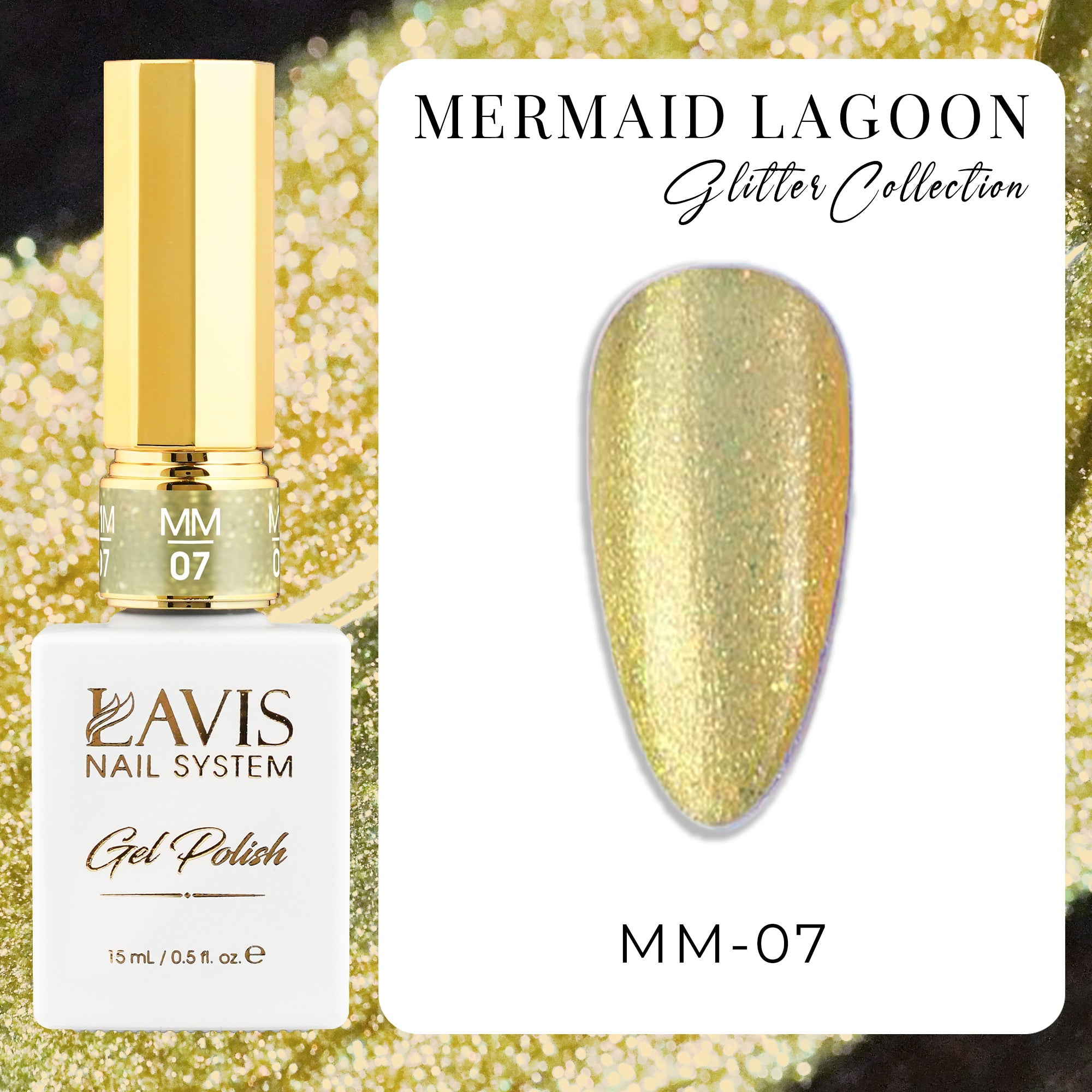 LAVIS MM07 - Gel Polish 0.5oz - Mermaid Lagoon Glitter Collection