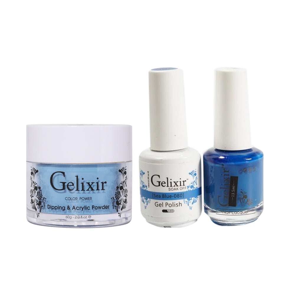 Gelixir 3 in 1 - 080 Sea Blue - Acrylic & Dip Powder, Gel & Lacquer
