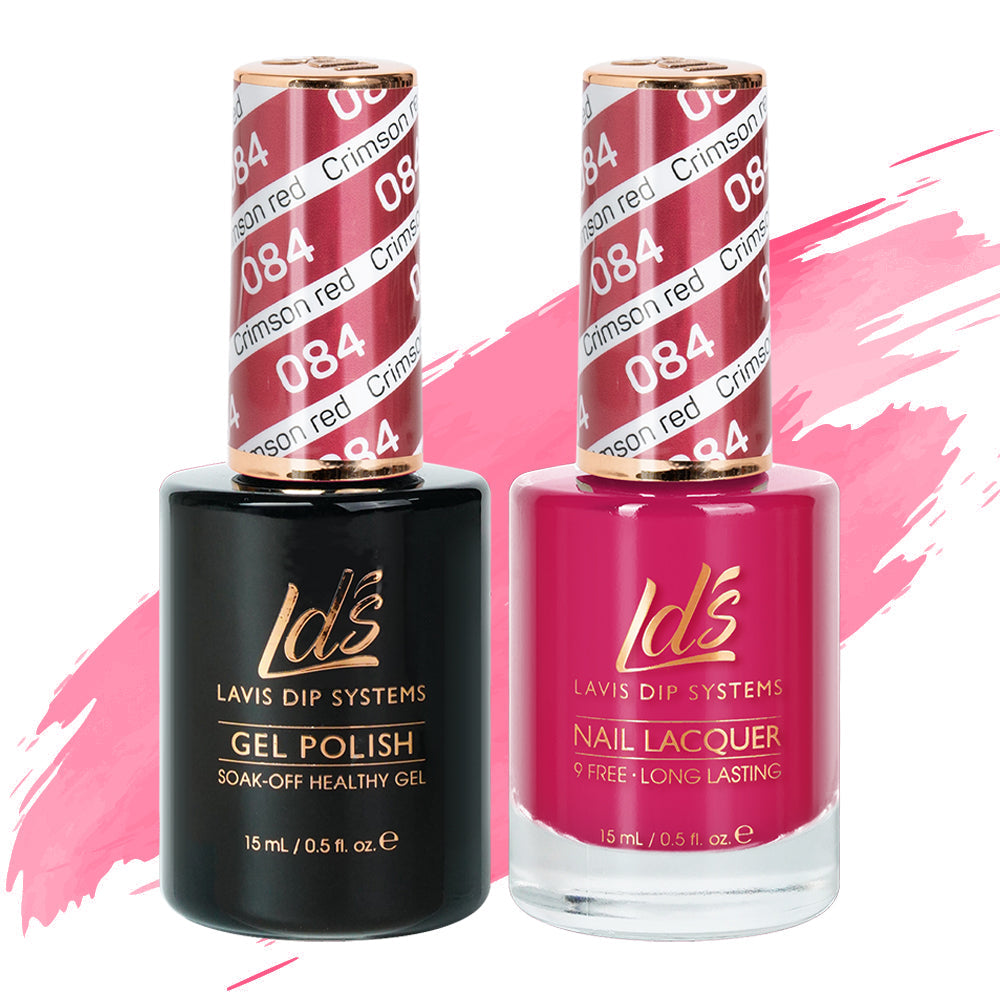 LDS 084 Crimson Red - LDS Healthy Gel Polish & Matching Nail Lacquer Duo Set - 0.5oz