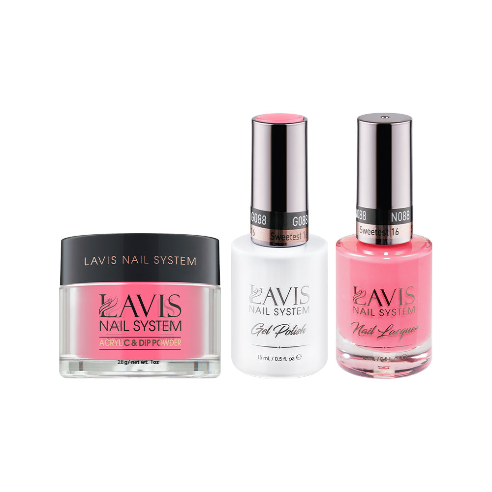 LAVIS 3 in 1 - 088 Sweetest 16 - Acrylic & Dip Powder (1oz), Gel & Lacquer