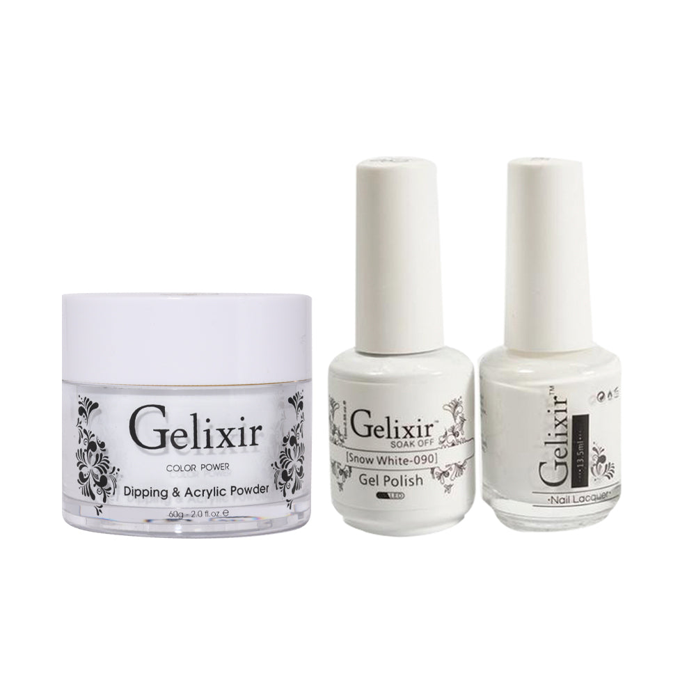 Gelixir 3 in 1 - 090 Snow White - Acrylic & Dip Powder, Gel & Lacquer