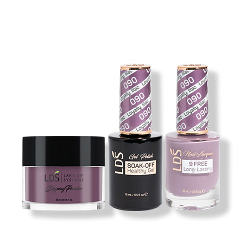 LDS 3 in 1 - 090 Loyally, Lilac - Dip (1oz), Gel & Lacquer Matching