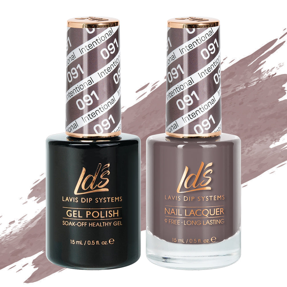 LDS 091 Intentional - LDS Healthy Gel Polish & Matching Nail Lacquer Duo Set - 0.5oz