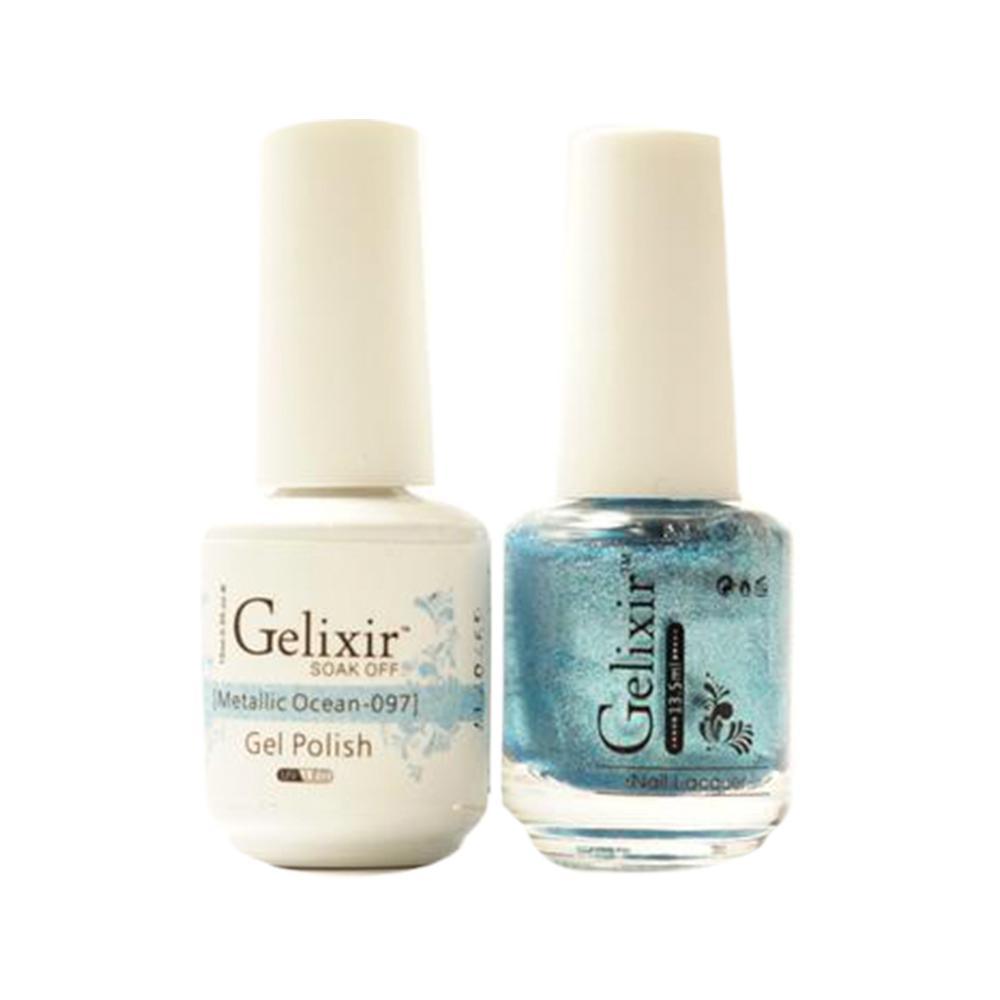  Gelixir Gel Nail Polish Duo - 097 Glitter Blue Colors - Metallic Ocean by Gelixir sold by DTK Nail Supply