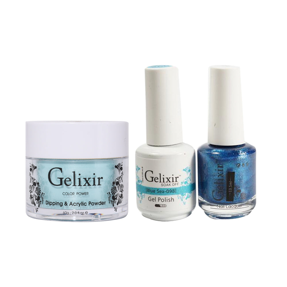 Gelixir 3 in 1 - 098 Blue Sea - Acrylic & Dip Powder, Gel & Lacquer