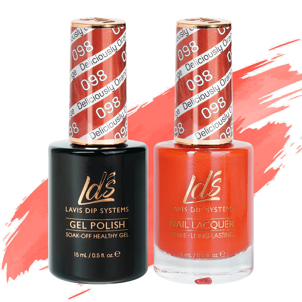 LDS 098 Deliciously Orange - LDS Healthy Gel Polish & Matching Nail Lacquer Duo Set - 0.5oz