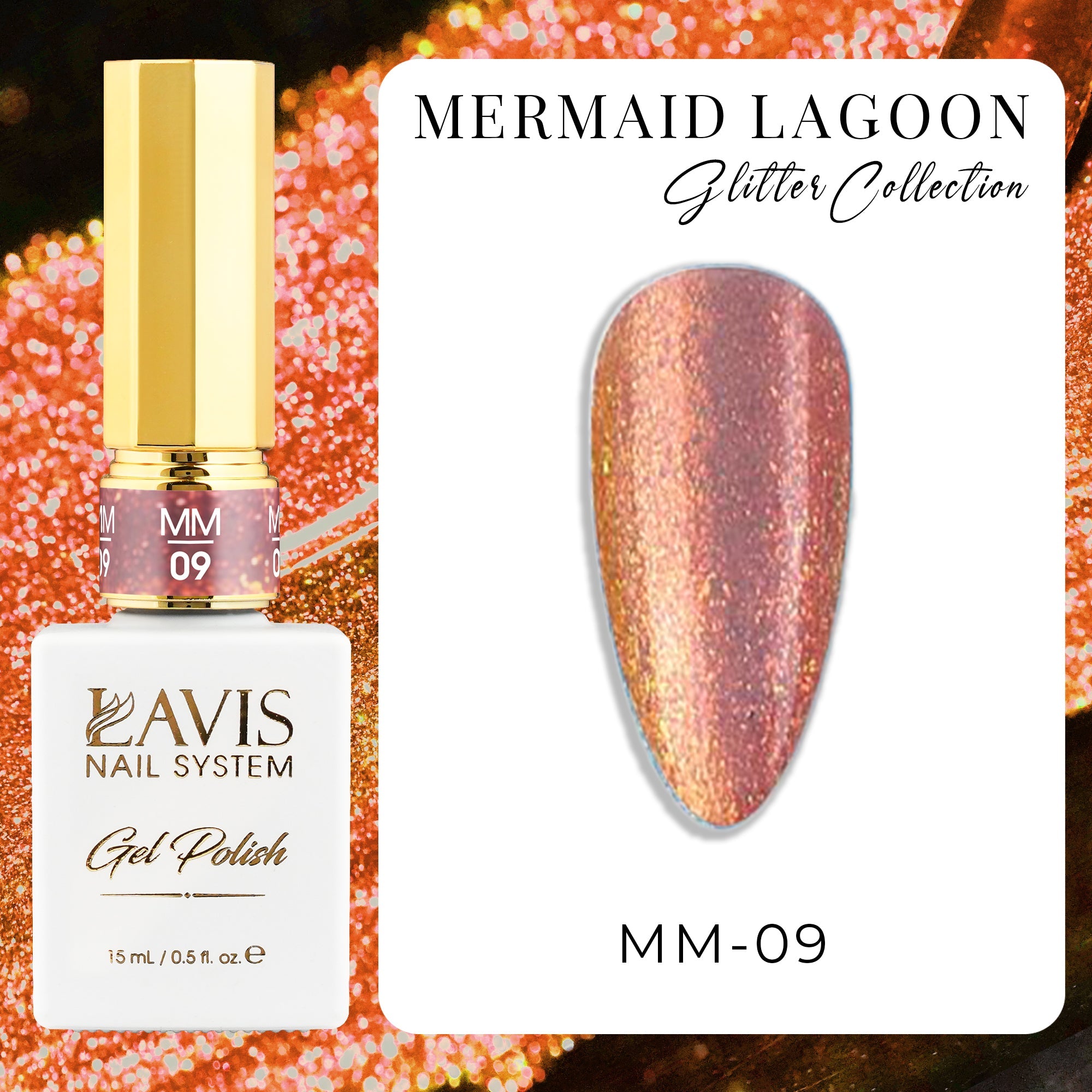 LAVIS MM09 - Gel Polish 0.5oz - Mermaid Lagoon Glitter Collection