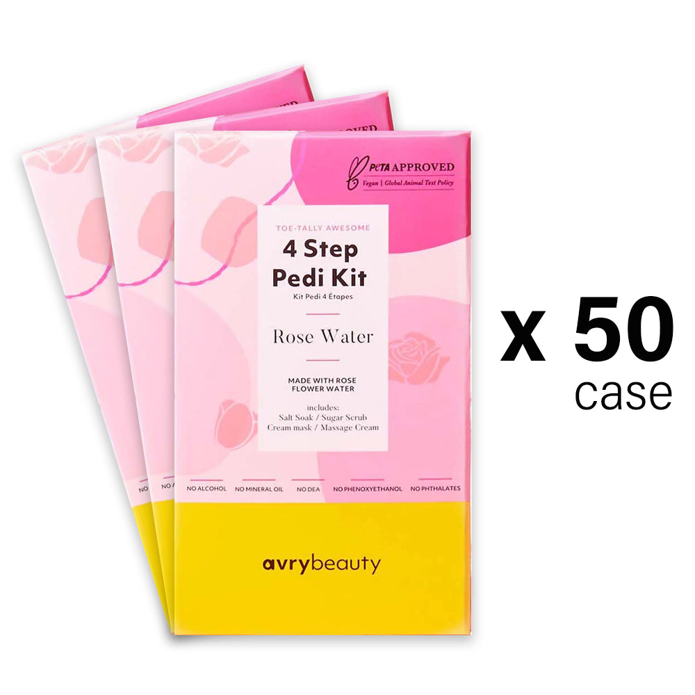 AVRY BEAUTY - 4 Steps Pedi Kit Box of 50 - Rose Water