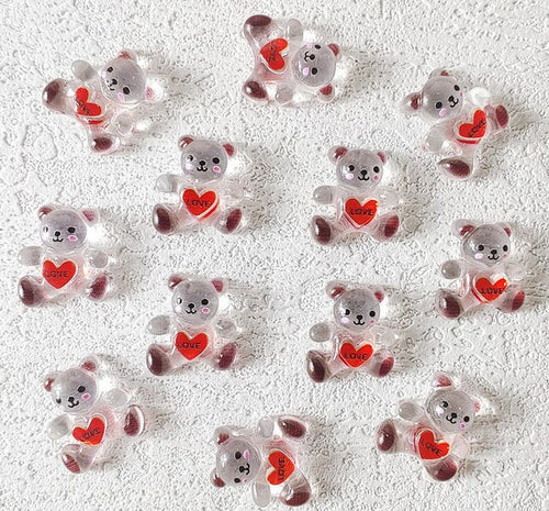 #295 Crystal Clear Love Bear Nail Charm