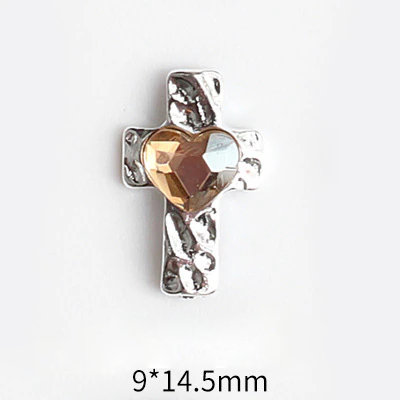 LX2 #032-040 2PCS Heart Cross Silver Charm