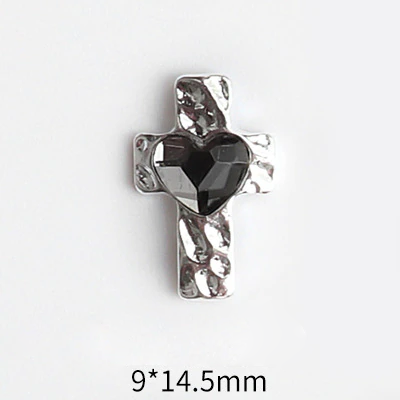 LX2 #032-040 2PCS Heart Cross Silver Charm