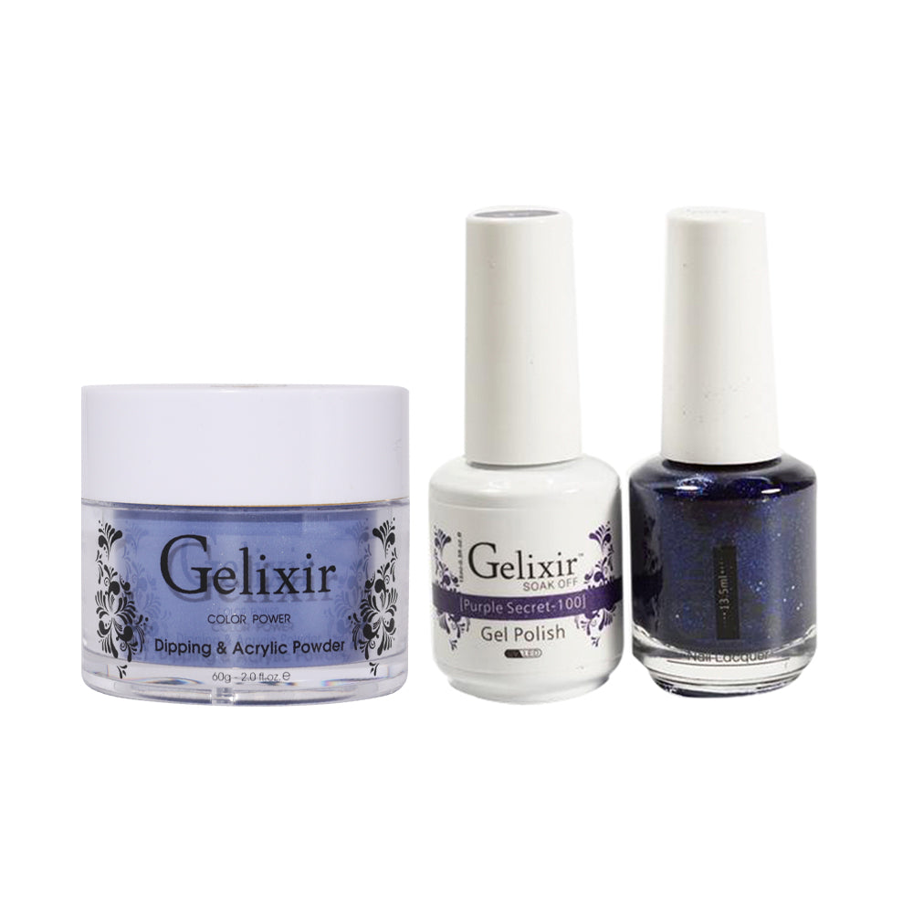 Gelixir 3 in 1 - 100 Purple Secret - Acrylic & Dip Powder, Gel & Lacquer