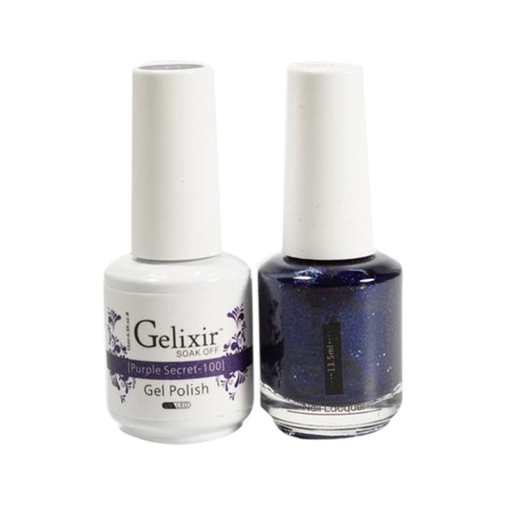  Gelixir Gel Nail Polish Duo - 100 Glitter Purple Colors - Purple Secret by Gelixir sold by DTK Nail Supply