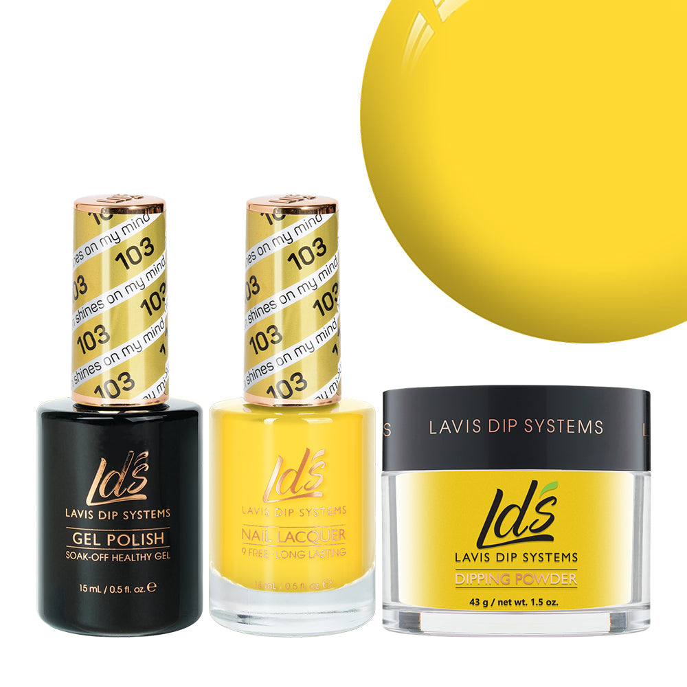 LDS 3 in 1 - 103 Sun Shines On My Mind - Dip (1.5oz), Gel & Lacquer Matching