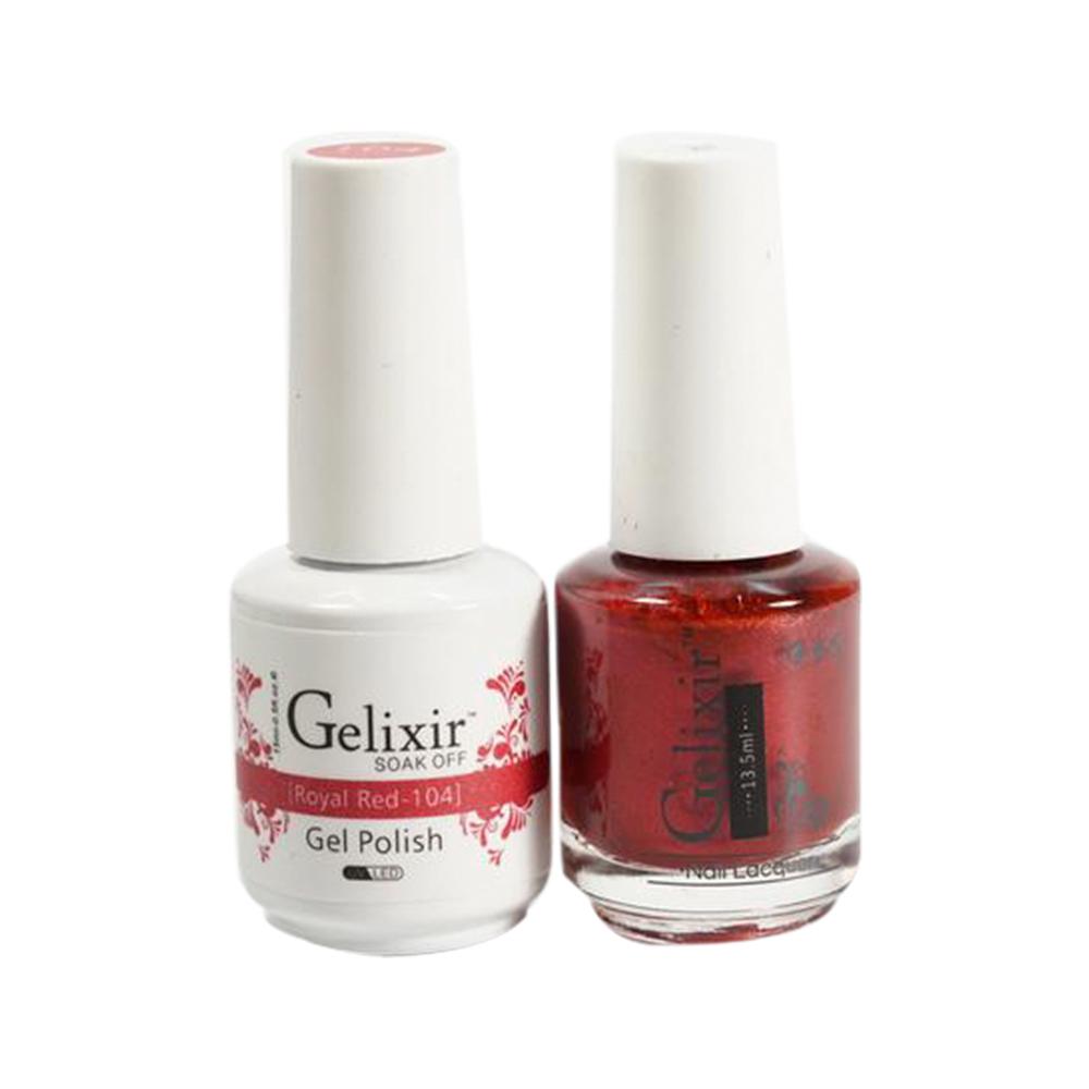 Gelixir Gel Nail Polish Duo - 104 Glitter Red Colors - Royal Red by Gelixir sold by DTK Nail Supply