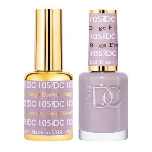 DND DC Gel Nail Polish Duo - 105 Neutral, Brown Colors - Beige Brown